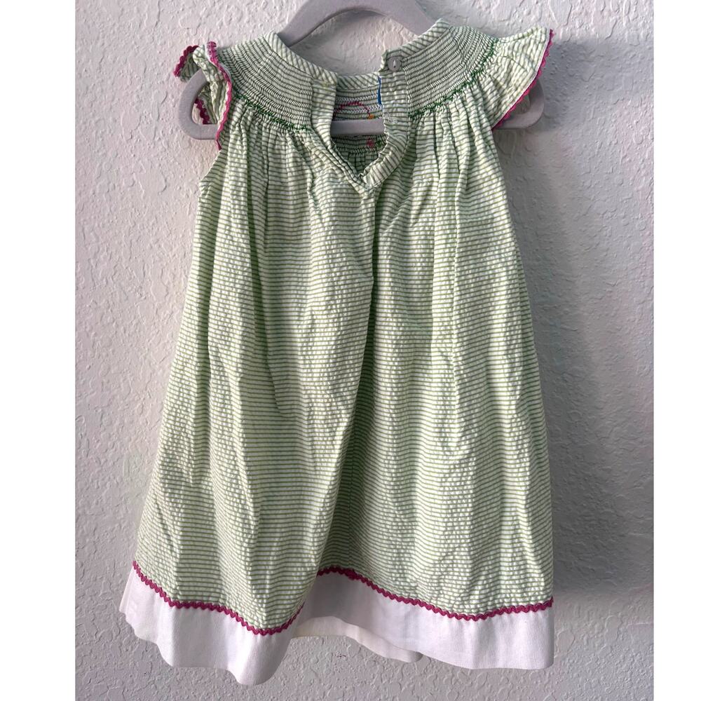 Vive La Fete $80 Easter Basket Stripe Smocked Stitched Toddler Dress 18 months - Picture 2 of 4